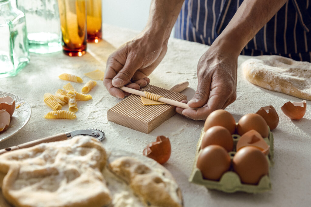 Claudio making pasta
