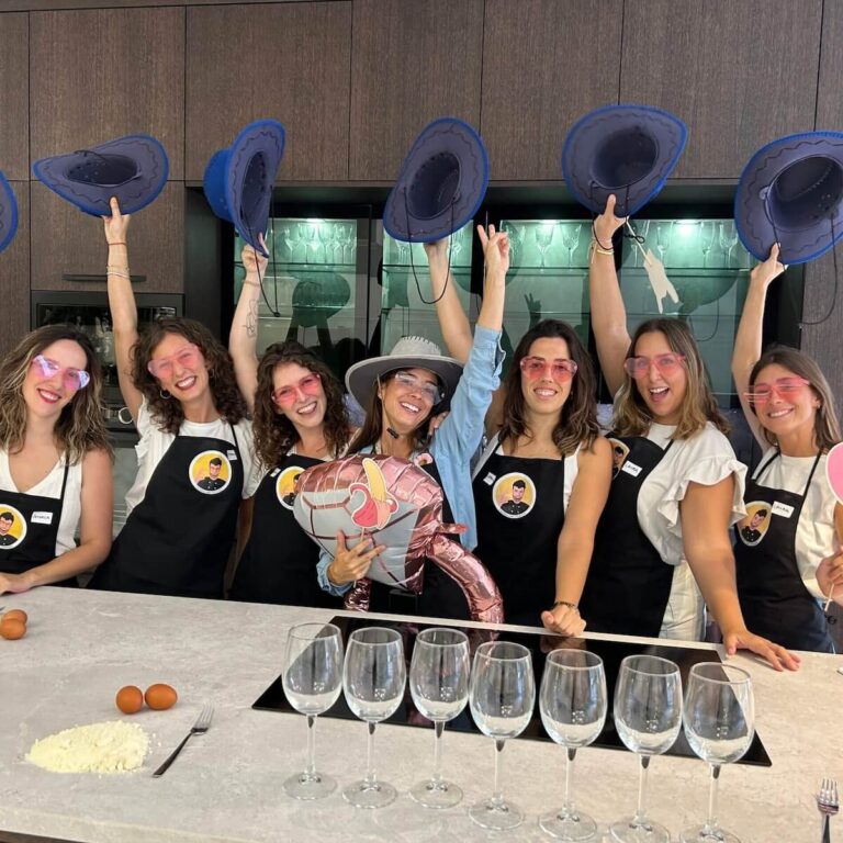 Bachelorette cooking party with cowgirl hats